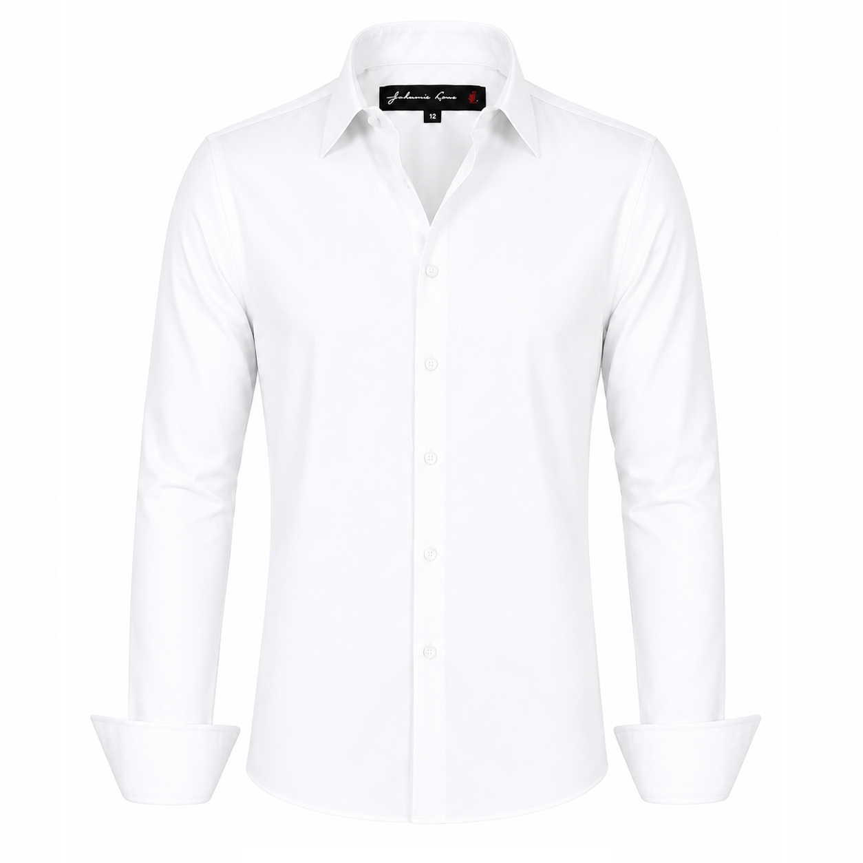 Johnnie Lene Boys Slim Fit Long Sleeve Sateen Dress Shirt - White