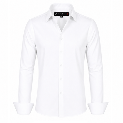 Johnnie Lene Boys Slim Fit Long Sleeve Sateen Dress Shirt - White