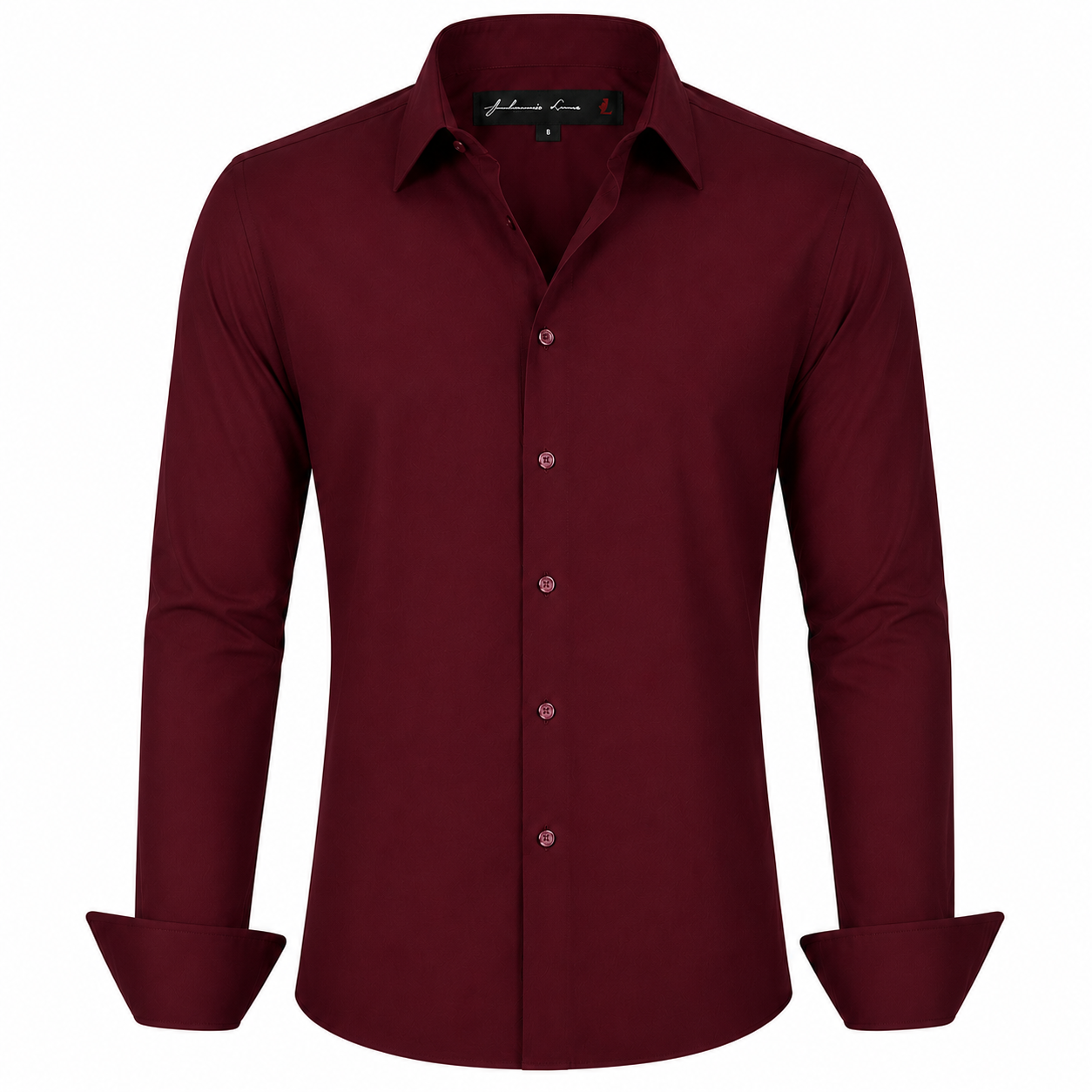 Johnnie Lene Boys Slim Fit Long Sleeve Sateen Dress Shirt - Wine
