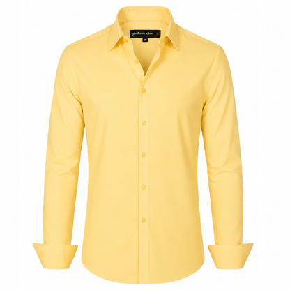 Johnnie Lene Boys Slim Fit Long Sleeve Sateen Dress Shirt - Yellow