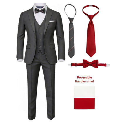 Johnnie Lene 9 Piece Boys Formal Slim Fit Suit Set and Tuxedo Complete Kids Outfit