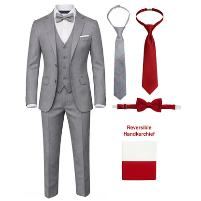 Johnnie Lene 9 Piece Boys Formal Slim Fit Suit Set and Tuxedo Complete Kids Outfit