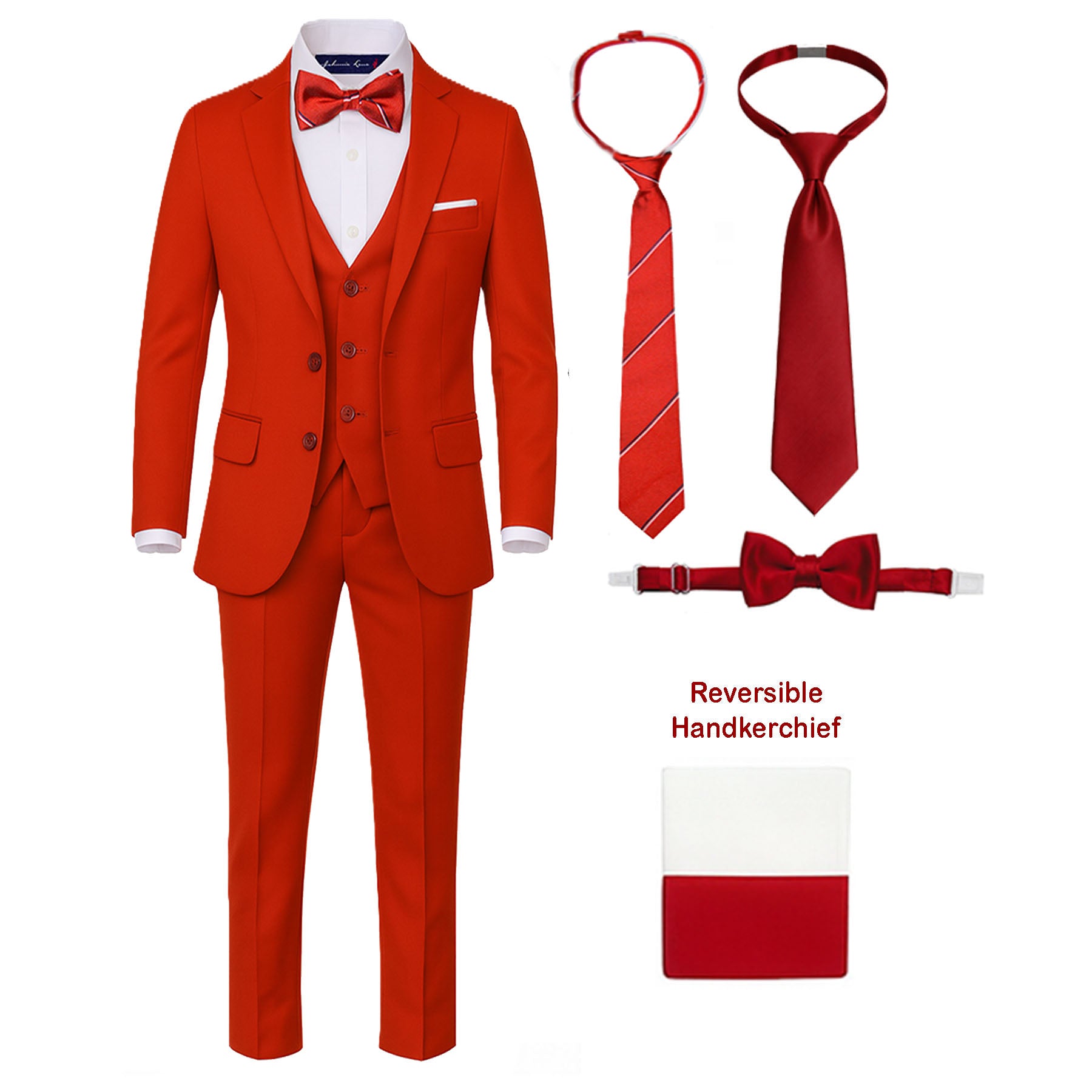 9 Piece Boys Formal Slim Fit Suit Set and Tuxedo Complete Kids Outfit
