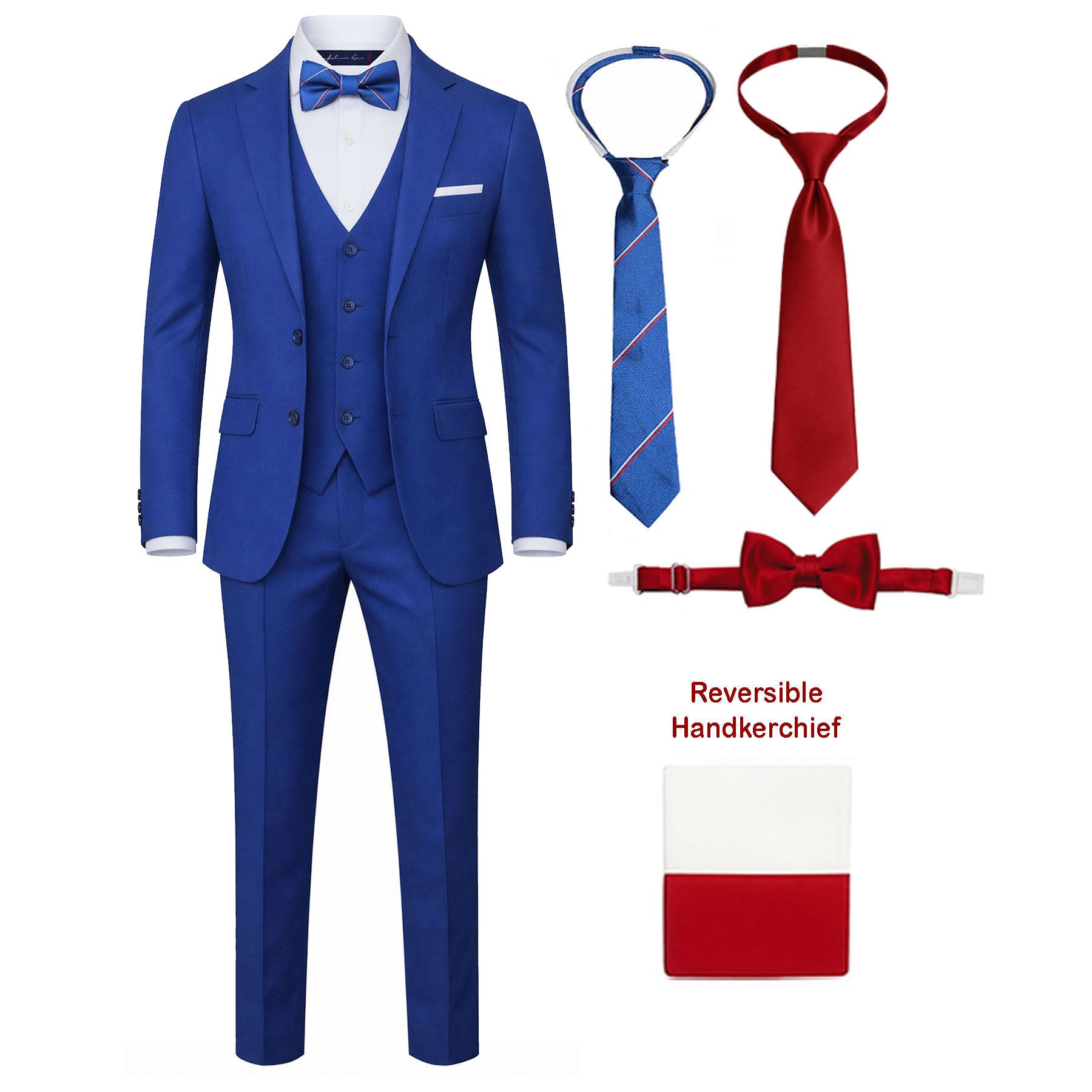 9 Piece Boys Formal Slim Fit Suit Set and Tuxedo Complete Kids Outfit