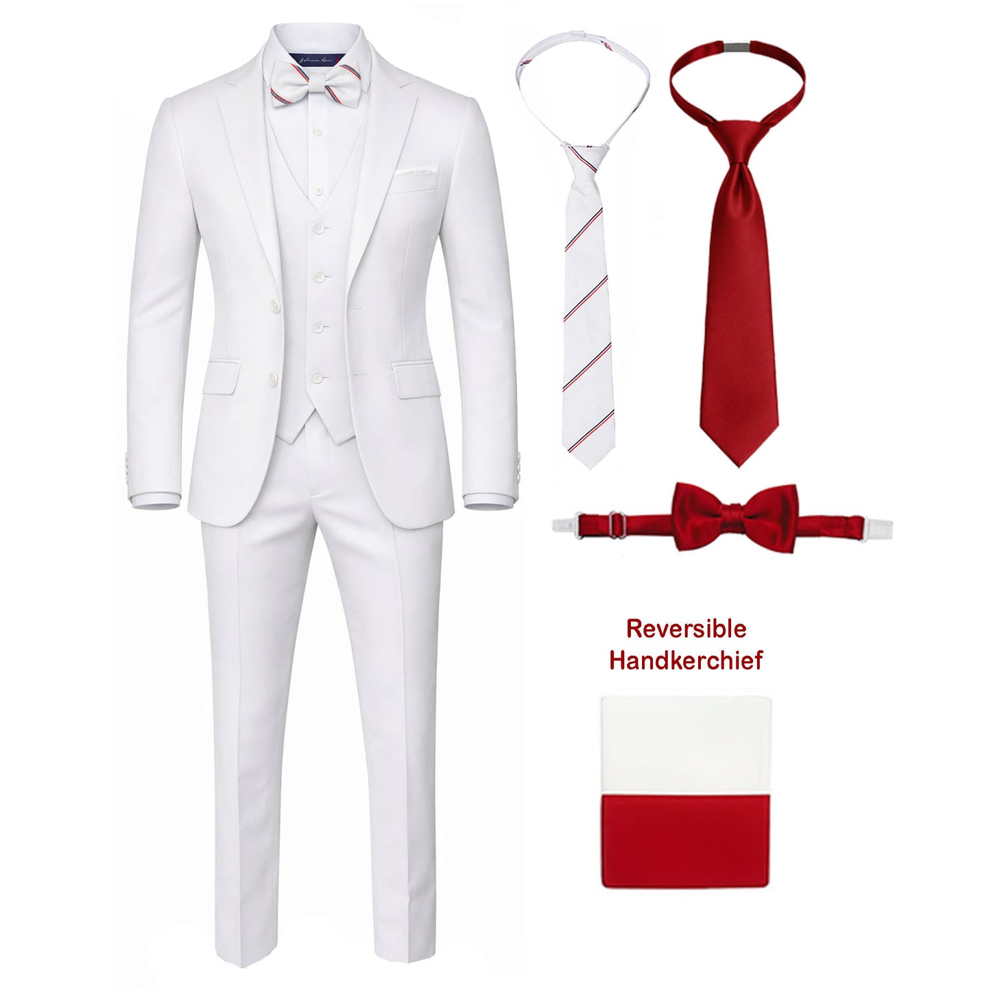 Johnnie Lene 9 Piece Boys Formal Slim Fit Suit Set and Tuxedo Complete Kids Outfit
