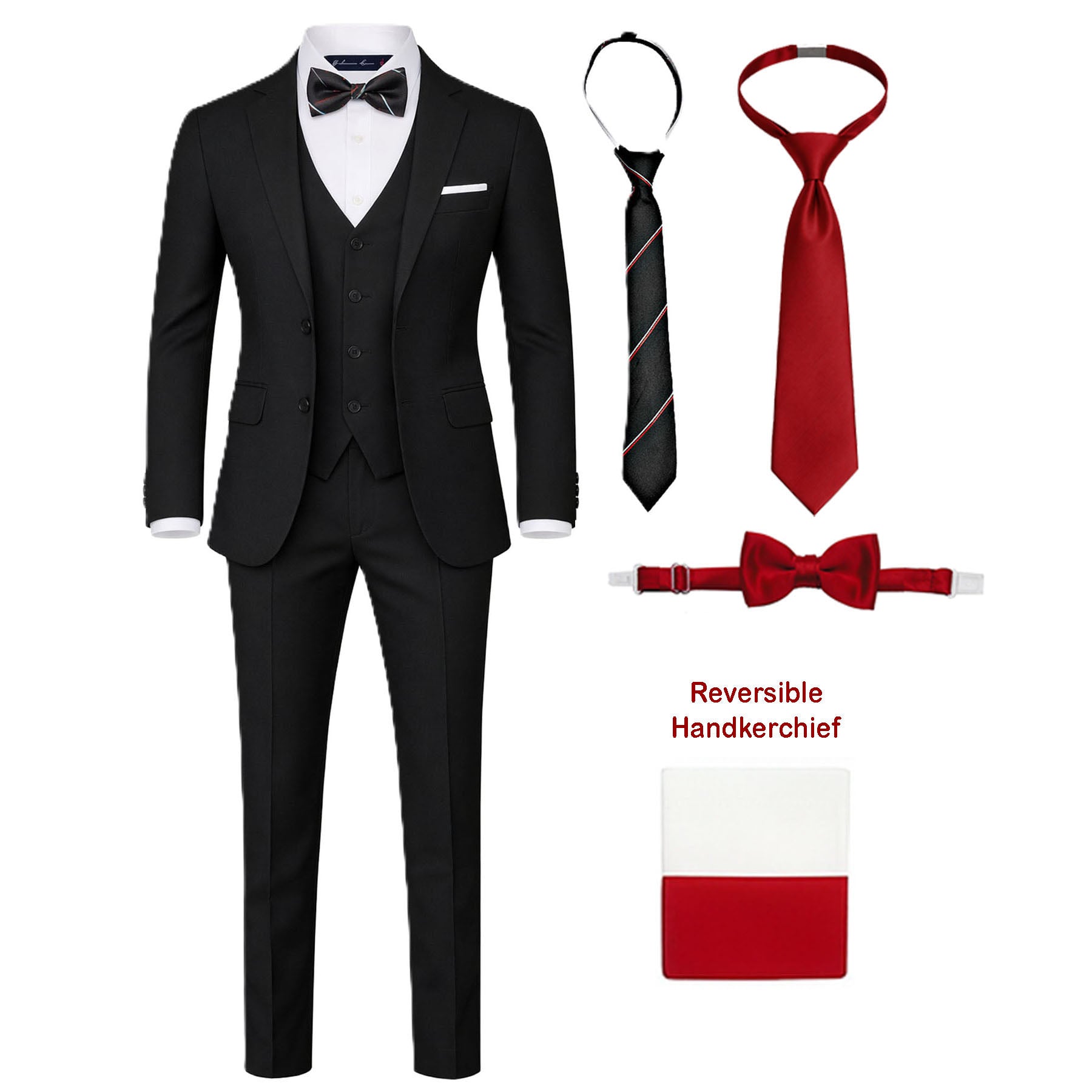 9 Piece Boys Formal Slim Fit Suit Set and Tuxedo Complete Kids Outfit