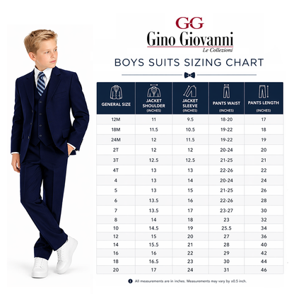 Gino Giovanni Boys 5 Piece Suit Set Wedding Ring Boy Formal Outfit Jacket Vest Pants Shirt Tie