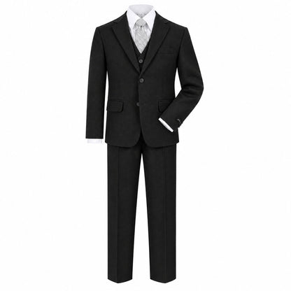 Johnnie Lene Boy's Suit Set: Blazer Vest Pants Shirt Tie Infants to Teen - Charcoal