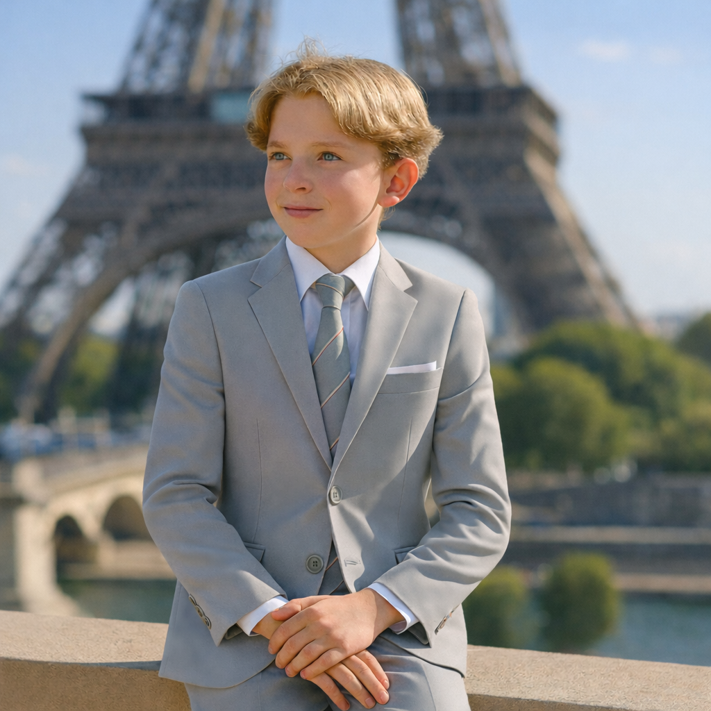 9 Piece Boys Formal Slim Fit Suit Set and Tuxedo Complete Kids Outfit