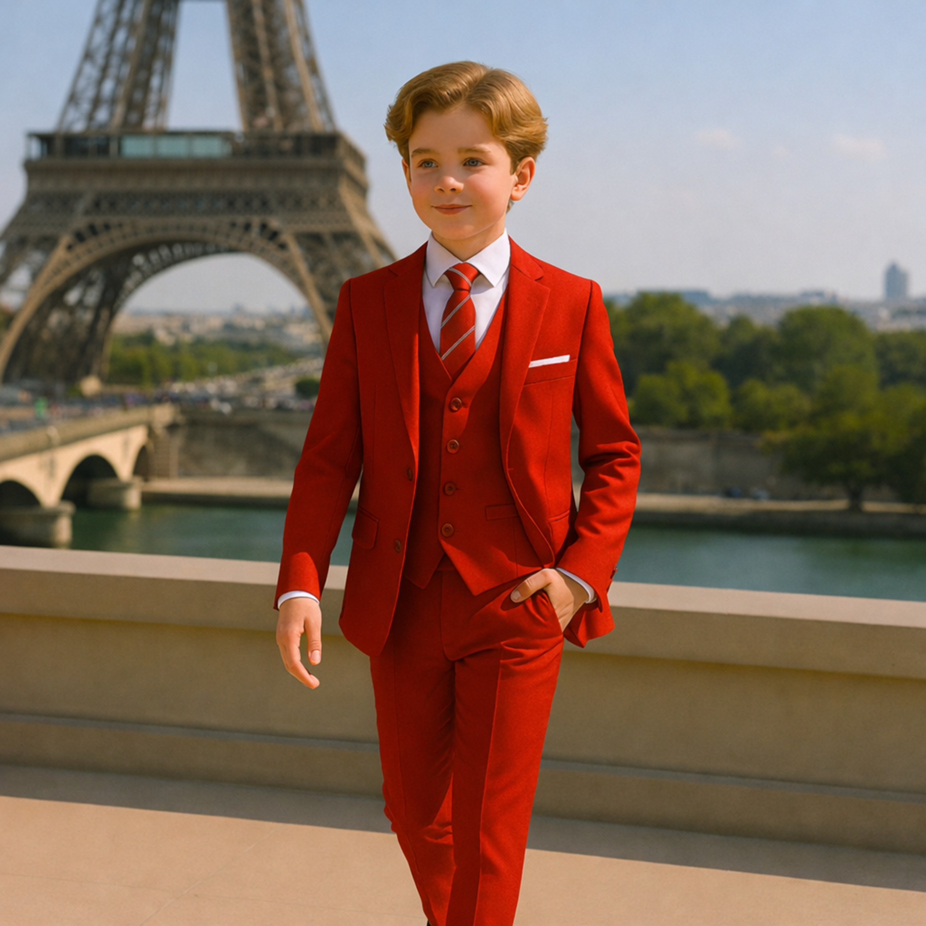 9 Piece Boys Formal Slim Fit Suit Set and Tuxedo Complete Kids Outfit