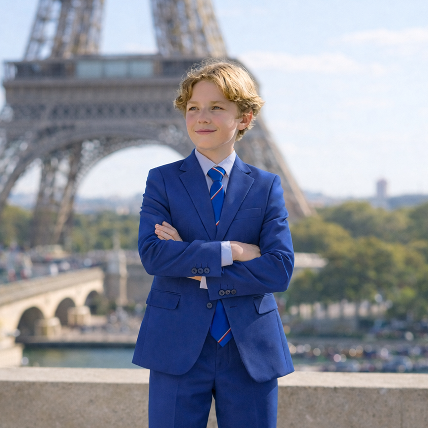 9 Piece Boys Formal Slim Fit Suit Set and Tuxedo Complete Kids Outfit