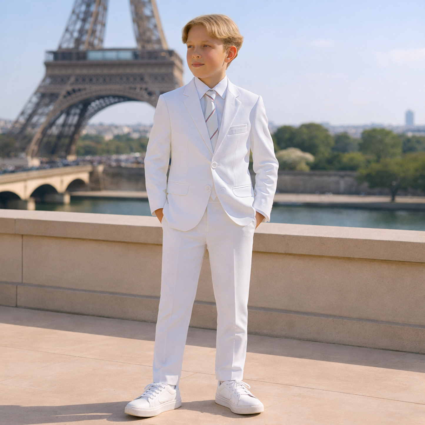 9 Piece Boys Formal Slim Fit Suit Set and Tuxedo Complete Kids Outfit