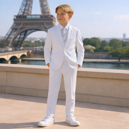 9 Piece Boys Formal Slim Fit Suit Set and Tuxedo Complete Kids Outfit