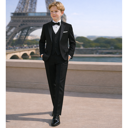 9 Piece Boys Formal Slim Fit Suit Set and Tuxedo Complete Kids Outfit