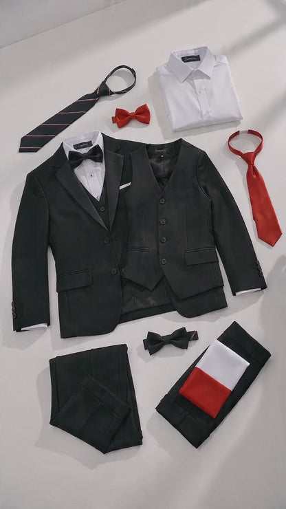 Johnnie Lene 9 Piece Boys Formal Slim Fit Suit Set and Tuxedo Complete Kids Outfit