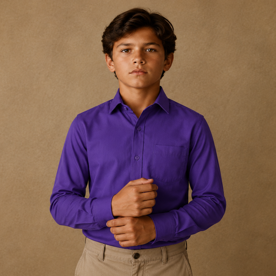 Johnnie Lene Boys Long Sleeve Dress Shirt, Poly-Cotton Button Down Formal Shirt, Baby to Teen Sizes - Image 97