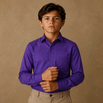 Johnnie Lene Boys Long Sleeve Dress Shirt, Poly-Cotton Button Down Formal Shirt, Baby to Teen Sizes - Image 97