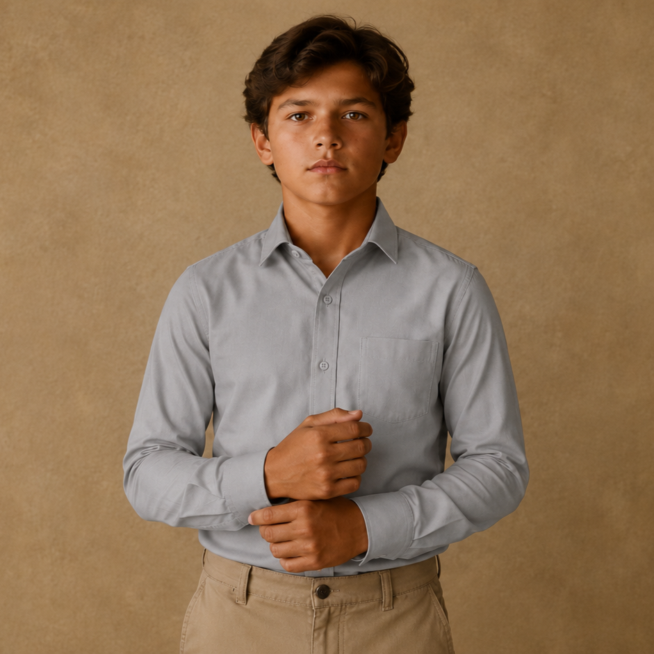 Johnnie Lene Boys Long Sleeve Dress Shirt, Poly-Cotton Button Down Formal Shirt, Baby to Teen Sizes - Image 92