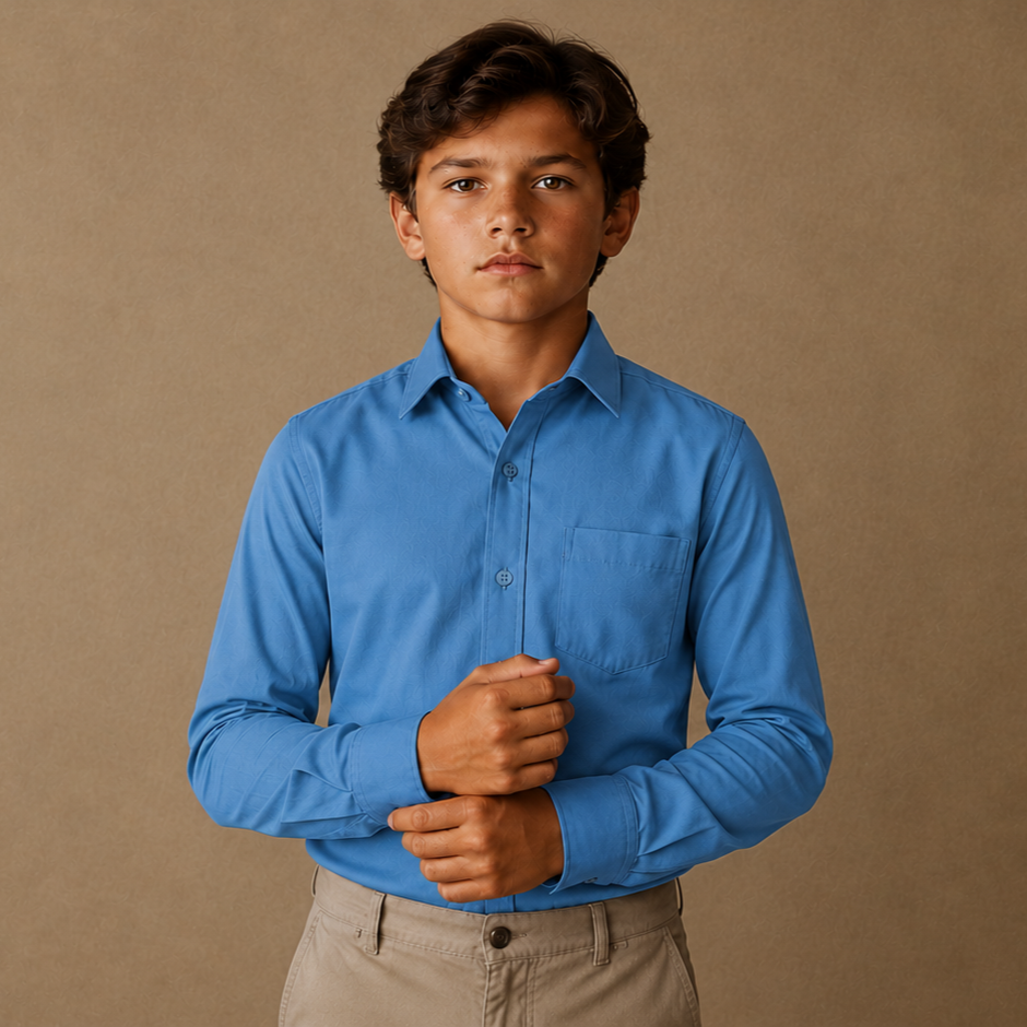 Johnnie Lene Boys Long Sleeve Dress Shirt, Poly-Cotton Button Down Formal Shirt, Baby to Teen Sizes - Image 107